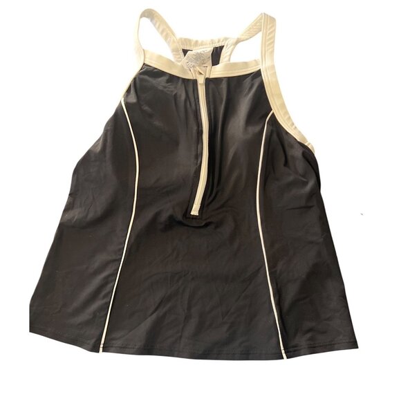 NEW Lands End Tankini Top 8  Black & White Swim Coastal Vacation Beach Tropical - Picture 1 of 8